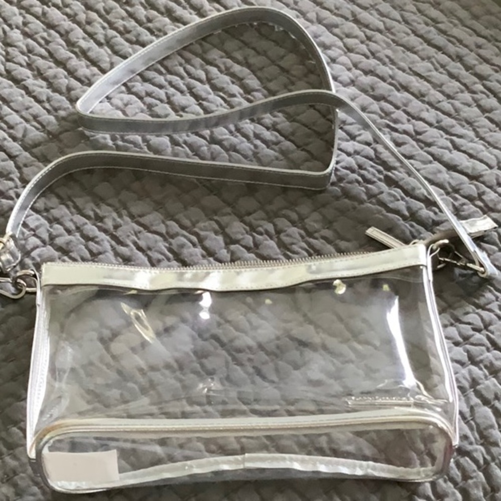 NWOT, clear standard stadium/concert crossbody bag with removable strap.